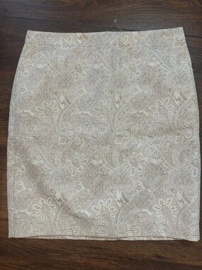 J. Crew Cream Paisley Jacquard Pencil Skirt